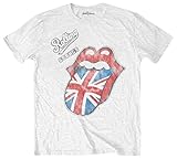 Rolling Stones Herren The Vintage British Tongue with Soft Hand Inks T-Shirt, weiß, L