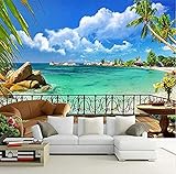 Sommer Strand Terrasse Landschaft 3D Wandbild Fotografie Wandmalerei Tapete Wohnzimmer TV Hintergrund Kontaktpapier fototapete 3d effekt tapeten Wohnzimmer Schlafzimmer kinderzimmer-430cm×300