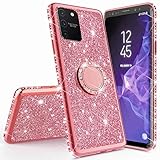 Miagon Hülle Glitzer für Samsung Galaxy S10 Lite,Glänzend Mädchen Frauen Weich Silikon Handyhülle mit Strass Diamant 360 Grad Ständer Schutzhülle Etui C