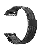 DFKai1run Smartwatch Edelstahlarmband, Loop Strap-Bänder for Edelstahl Magnetverschluss Spange Sport Band Kompatibel SM-R720 / SM-R730 Smart Watch Modesport (Color : Schwarz)