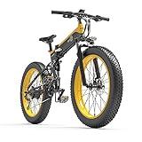 BEZIOR Elektrofahrrad 26' klappbares E-Mountainbike 27 Gang-Schaltung mit 48V 12.8Ah Lithium-Akku, 1500W Heckmotor Hollandrad, Electric Bike 40 km/h, Shimano-Übertragungssystem, Klettern: 38 °,Gelb