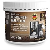 Coffeeano 200 Reinigungstabletten für Kaffeevollautomaten und Kaffeemaschinen Clean&Protect. Reinigungstabs kompatibel mit Jura, Siemens, Krups, Bosch, Miele, Melitta, WMF