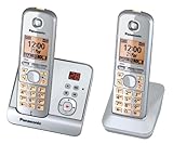 Panasonic KX-TG6722GS Duo Schnurlostelefon (4,6 cm (1,8 Zoll) Display, Smart-Taste, Freisprechen, Anrufbeantworter) perlsilb