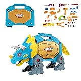 ZhanXiang Dinosaurier Werkzeugkasten Spielzeug Set, mit Lichtern,Sounds.51 Stück Kinder DIY Rollenspielkoffer Spielzeugset,35 Stück Simulationswerkzeug Requisiten für 3.4.5.6 Jung