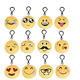 Emoji Schlüsselanhänger Plüsch [12 Pack, 6 cm] Mitgebsel | Kindergeburstagen | Gastgeschenke für Kinder Tasche Rucksack Ranzen Anhäng