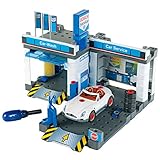 Theo Klein 8647 Bosch Car Service Station I Mit Waschanlage und höhenverstellbarer Hebebühne I Inklusive demontierbarem Auto I Maße: 41 cm 39 cm 29 cm I Spielzeug für Kinder ab 3 J