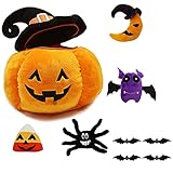 9PCS Halloween Pumpkin Plush Toy Set Kürbis Plüschtier Pumpkin Plushie Fledermaus Aufkleber Spinne Zuckermais Mond Plüsch Kuscheltier Stofftier Spielzeug Geschenke Deko für Home Halloween Party