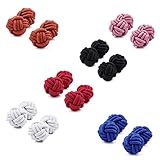 hawson 6 Paar Mix pure color Seide Knoten Manschettenknöpfe Set für Shirt Hochzeit Business Zubehö
