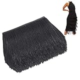 10 Meters Width Quaste Seidig Fransen Geschnitten Fransenborte Kostüm Quaste trimmen Ribbon für Heimwerker Quaste Nähen DIY für Latin Samba Kleid Bühnenkleidung Zubehör (Black)