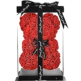Rosen Teddybär Rosen Bär Geschenke für Mama Frauen Ihre Teen Girls Geschenke Jubiläum Mutter Geschenke,rosenbär Teddybär Rose Blumen Valentinstag Teddy Infinity ewige- rosenbär mit geschenkbox (rot)