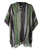 GURU SHOP Poncho Hippie Chic, Ethno Poncho, Andenponcho, Herren/Damen, Grün/schwarz, Baumwolle, Size:One Size, Nullxnullxnull cm, Jacken, Strickjacken, Ponchos Alternative Bekleidung