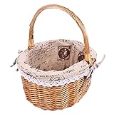 Cabilock Picknickkorb Geflochten Bügelkorb mit Liner Rattan Einkaufskorb Geschenkkorb Tragekorb Brotkorb Landhausstil Picknickbedarf Küche Zimmer Desktop Aufbewahrungskorb Org