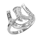 Kleine Schätze Herren Ring Sterling Silber Hufeisen mit Cowboy