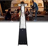 Patio Propan Heater, Pyramid Patio Heater, 48.000 BTU Impulszündung Mit Rädern Quarzglasrohr Ideal für Outdoor-Partys, Restaurants, Outdoor-Geselligkeit Black