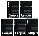 Kokuyo Campus Notizbuch, vorgepunktet, halb-A5, 5 mm Raster, liniert, 80 Blatt, 160 Seiten, Schwarz, 5 Stück