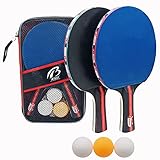 Tischtennisschläger Set,2 Spieler Tischtennis Set mit 2 Schläger und 3 Bälle,1 Tragetasche, Ping Pong Set Ideal für Anfänger, Familien und Profis,Kinder Erw