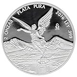 2 oz Silbermünze Mexiko 2016 PP - Libertad Siegesgöttin - Polierte Platte 2 Unzen 999 Silb