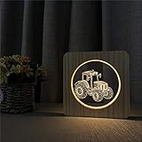 Traktor Auto Lichter acryl Holz nachttisch lichtschalter Steuerung Gravur Lampe kinderzimmer Dekoration Bauern Geschenk