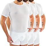 HERMKO 3847 3er Pack Herren extralanges Kurzarm Shirt (+10cm) aus 100% Bio-Baumwolle, Größe:D 7 = EU XL, Farbe:weiß