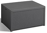 'Allibert by Keter' Gartentisch Arica, graphit, mit Stauraum, Deckel abnehmbar, Kunststoff, flache Rattanoptik, 79 x 59 x 42