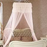 FMOGQ Betthimmel im Prinzessinnen-Stil, kuppelförmige Deckenbettvorhänge für Kinder, Mädchen-Schlafzimmer, Spitze, rundes Moskitonetz, Sp