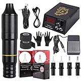 GJXJY Tattoo Maschine Pen Set Komplett Tätowiermaschine Set Profi mit 20 Stück verstellbaren Tattoo-Nadeln Digitales Netzteil Starker M