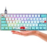 GTSP GK61 Mechanische Gaming-Tastatur, 60 Prozent, SK61, 60 % RGB-Hintergrundbeleuchtung, mit PBT-Sublimationstastatur, programmierbar für PC/Mac Gamer (Gateron Optical Red, Coral Sea)