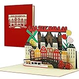 Reisegutschein nach Amsterdam |3D Pop Up Karte als Gutschein, Einladung für einen Urlaub, eine Reise nach Holland | Schöne Geschenkidee und Geschenk, A144AMZ