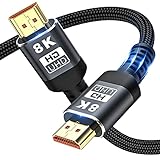 8K HDMI-Kabel 48 Gbit/s 6,6 ft, Ultrahochgeschwindigkeits-HDMI-Geflechtkabel - 4K @ 120 Hz 8K @ 60 Hz, DTS: X, HDCP 2.2 und 2.3, HDR 10 kompatibel mit Roku TV / PS5 / HDTV/Blu-ray (3M / 9.9FT)