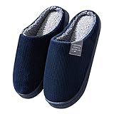 Uninevp Damen-Hausschuhe Winter Pantoffeln Memory Foam Antirutsch Pantoffeln Hüttenschuhe Plüsch Warme Slippers Hausschuhe Haushalt Männer Drinnen Geschenk Für Männer D