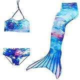 RKRCXH Meerjungfrauenschwanz-Schwimm-Kostüme, Meerjungfrau Flosse Zum Schwimmen,Set Für Kleine Mädchen Kinder Und Frauen Meerjungfrau Badeanzug (Color : Color D, Size : 110cm)