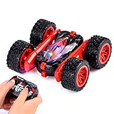 Sundaymot Ferngesteuertes Auto Doppelseitige RC Stunt Auto Rennauto, 2,4 Ghz Fernsteuerung High Speed Spielzeugauto, 360-Grad-Spin und Flip 4WD Buggy Auto, Geschenk für Kinder (Rot)