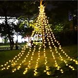 Outdoor Weihnachtsstern Lichter, 8 Modi 317 LED beleuchtete Wasserfall Baum Lichter mit Topper Star Lichterketten für Weihnachten Halloween Party Festival Hof Garten Wanddekorationen,Warm w