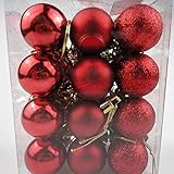 24pcs 3cm Gold Rosa Champagner Rot Metallic Weihnachtskugeln Dekor Weihnachtsbaumkugeln Weihnachtsdekor für Zuhause Neujahrsgeschenk-R