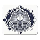Semtomn Gaming Mouse Pad Pharao Vektor Tattoo und T-Shirt Design ägyptischen goldenen ethnischen Dekor Büro rutschfeste Gummi Backing Mousepad Mouse M
