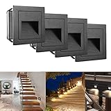 SUBOSI LED Treppenlicht Aluminium 230V 3W Glas Wandleuchten Treppenlicht mit Unterputzdose Treppenlicht Wandleuchte IP65 wasserdicht warmweiß,4 Stück