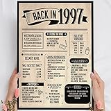 Holzbild: Alte Zeitung - Geschenk 24 Geburtstag Back in 1997 Vintage - personalisierbar zum Hinstellen/Aufhängen optional beleuchtet, 24 Geburtstag Frau - Wand-Bild Aufsteller - persönliches Geschenk