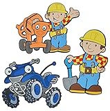 alles-meine.de GmbH 3 TLG. Set: 3-D Wandtattoo / Wandbild / Türschild - Bob der Baumeister aus Moosgummi - Sprinti Baustelle Wandsticker Wanddeko für Kinderzimmer Kind Kinder DE