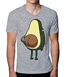 Avocado Butt Scratch Herern T-Shirt mit V-Ausschnitt Weiß Grau Schwarz Larg