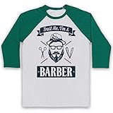 My Icon Art & Clothing Vertrau Mir Ich Bin EIN Barbier 3/4 Hulse Retro Baseball T-Shirt, Weiß & Grün, XL