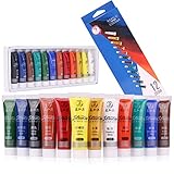 Acrylfarben 12/24 Set, 15 ml/Tube, für Papier, Leinwand, Holz, Keramik, Stoff und Bastelarbeiten Ungiftig und lebendige Farben. Reichhaltige Pigmente mit dauerhafter Qualität, 12 Farb
