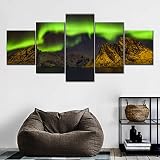 Malerei Leinwanddrucke Geschenk 5 Stück Leinwand Bilder Moderne Wandbilder Norwegische Aurora 5 Teilig Leinwand Wanddeko Gerahmtes Modulare B