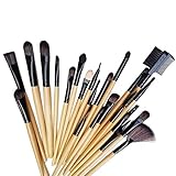 Qiuge Tragen PU-Leder-Kasten + 32 PCS Holz Farbe Griff Make-up-Pinsel-Set Beauty