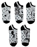 Disney Minnie Mouse Damen Socken 5er-Pack No Show, Schwarz / Weiß Multi, passend für Schuhgröße 4–45