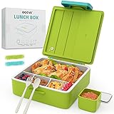 Bento Box, Lunchbox Kinder 1300ML mit 4 Fächern + 1 Box für Saucen, Auslaufsicher Brotdose Kindergarten, Spülmaschinengeeignet Jausenbox Erwachsene, Mikrowellenfest Picknick Lunch Box mit Messer/Gab