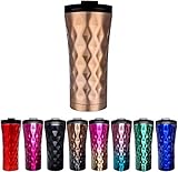 ChiCho Thermobecher - Isolierbecher - Kaffeebecher to go - Coffee to go Becher - Trinkbecher aus Edelstahl - Travel Mug - Autobecher doppelwand Isolierung - Reisebecher 500 ml (Gold)