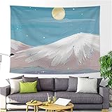 YYRAIN Nordic Polyester Pastoralen Landschaft Wandteppich Schnee Berg Sonne Wandbehang Home Wandkunst Dekoration Hängenden Tuch Multifunktionale Tischdecke Tagesdecke 79x59 Inch{W200xH150cm}