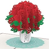 papercrush® Pop-Up Karte Rote Rosen - Handgemachte 3D Geburtstagskarte mit Rosenstrauß, Blumengruß zum Geburtstag, Hochzeitstag oder Jahrestag - Blumen Glückwunschkarte für Mama, Frau oder F