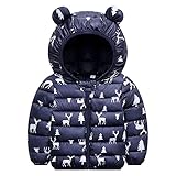 Kleinkind Jungen Mädchen Winter Weihnachten Winddicht Mantel Fleecejacken mit Hirsch Kapuze Kinder Warm Gepolstert Jacke Outfit Baumwolle Gefüttert Mantel Outwear 6 Monate - 5 Jahre, navy, 4-5 J