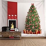 Banemi 3D Teppiche, Weihnachtsbaum & Zuhause Grün Rot Weiß Polyester Tapisserie Kind 150X130